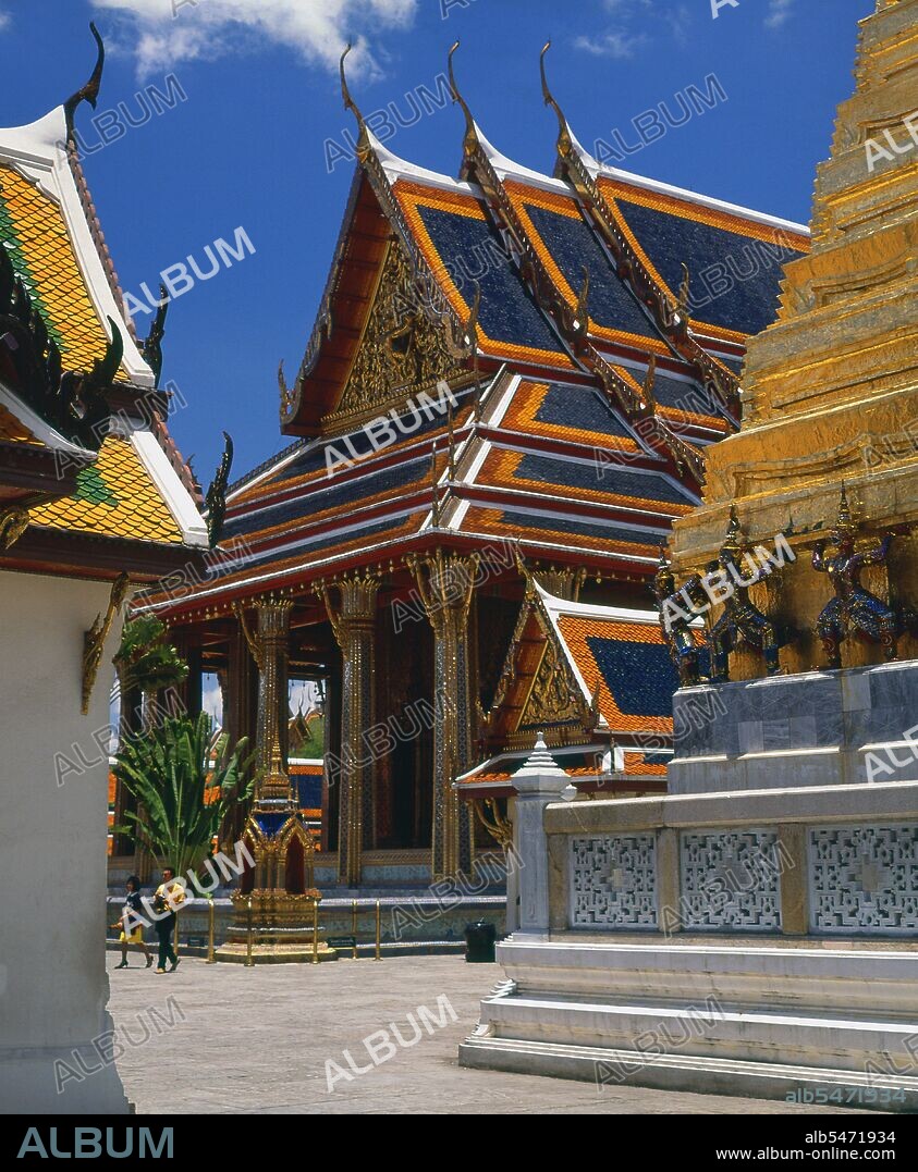 Wat Phra Kaew (Temple of the Emerald Buddha); full official name Wat Phra Si Rattana Satsadaram is regarded as the most sacred Buddhist temple in Thailand. It is located within the precincts of the Grand Palace. The Grand Palace served as the official residence of the Kings of Thailand from the 18th century onwards. Construction of the Palace began in 1782, during the reign of King Rama I, when he moved the capital across the river from Thonburi to Bangkok.