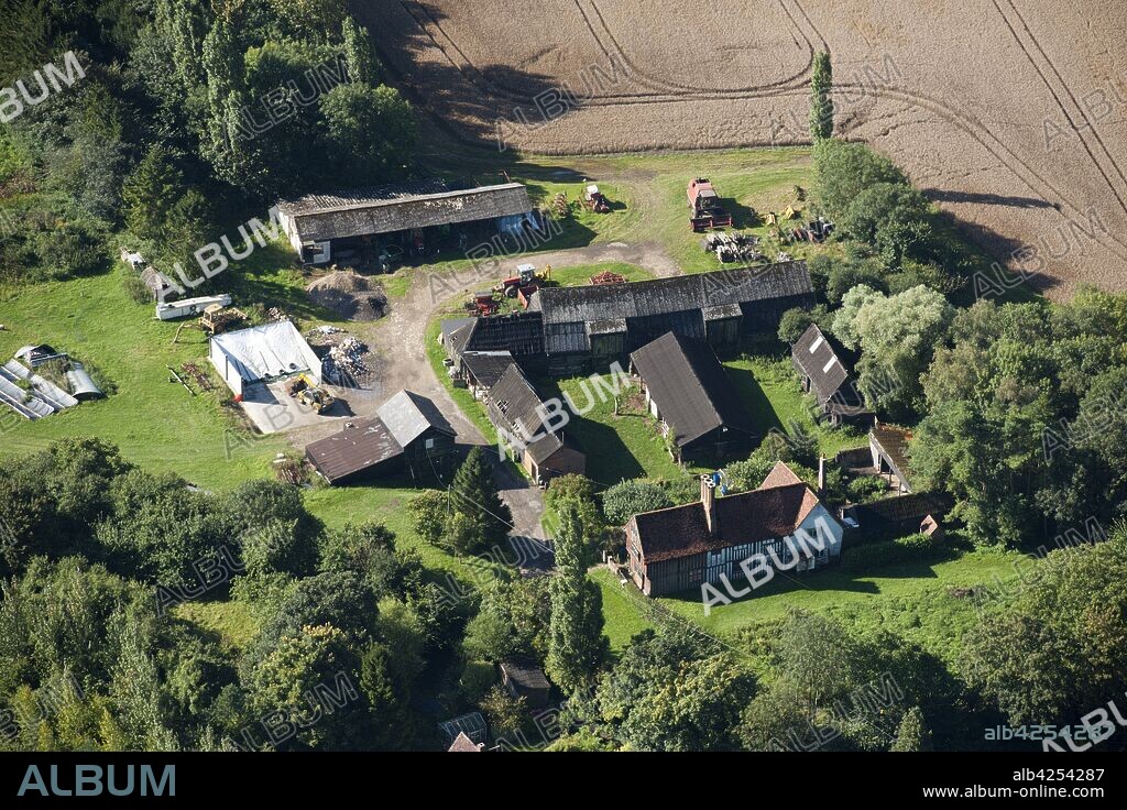 Swan Hall, Hawkedon, Suffolk, 2014. Aerial view of a fine example of a 16th century timber-framed house.
