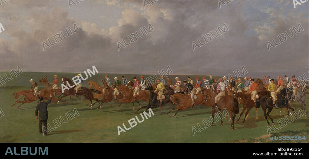 BENJAMIN HERRING. Silks and Satins of the Turf. Date/Period: 1865. Painting. Oil on panel. Height: 508 mm (20 in); Width: 1,105 mm (43.50 in).