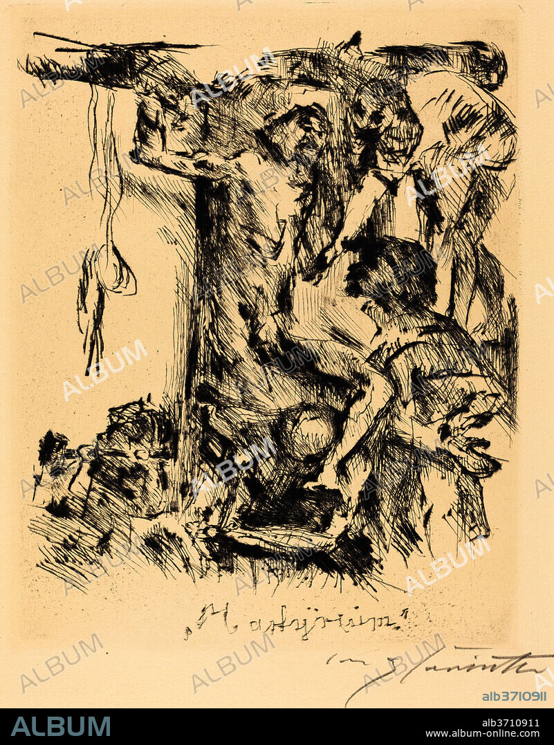 LOVIS CORINTH. Martyrium (Martyrdom). Dated: 1921. Dimensions: plate: 29.6 x 23.6 cm (11 5/8 x 9 5/16 in.)  sheet: 47.2 x 35.2 cm (18 9/16 x 13 7/8 in.). Medium: drypoint in black on cream laid paper.