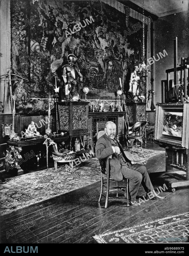 John Pettie, portrait photograph by J.P. Mayall in the 'Artists at Home' series, 1884. ©TopFoto.