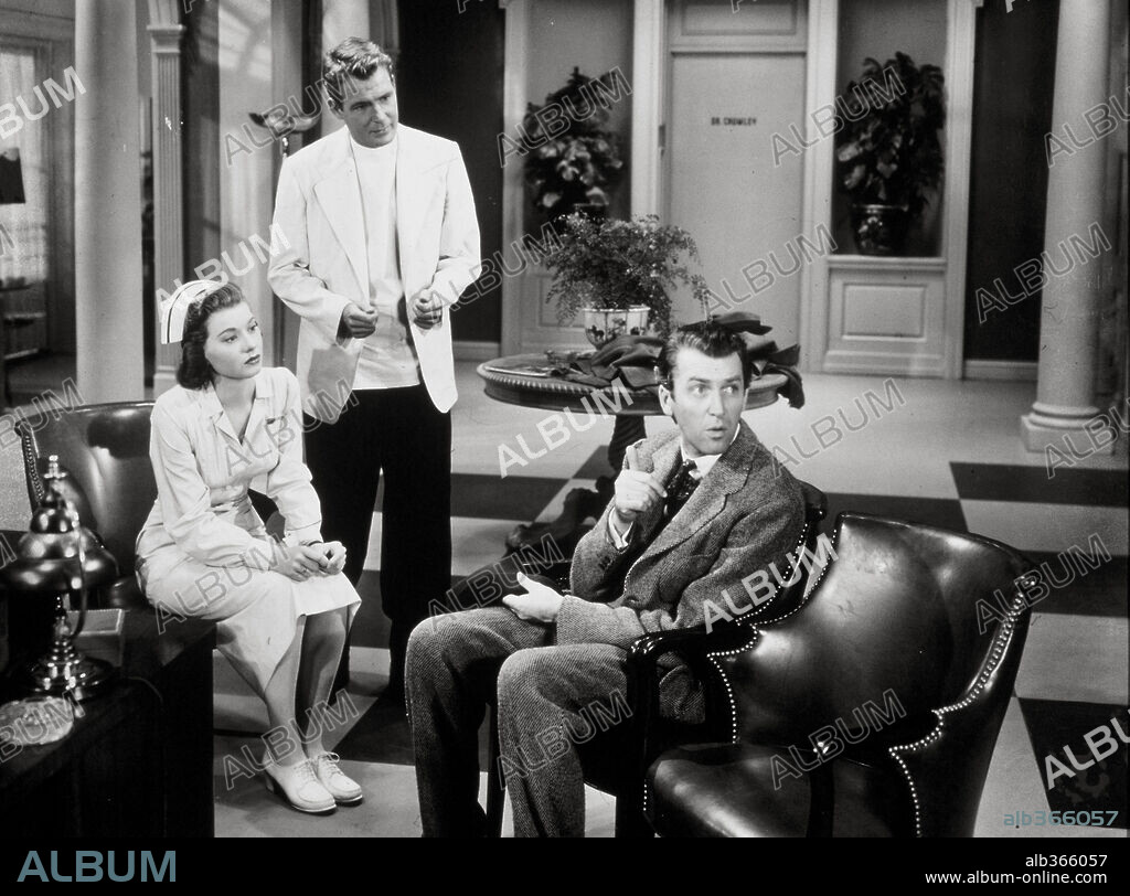 CHARLES DRAKE, JAMES STEWART and PEGGY DOW in HARVEY, 1950, directed by HENRY KOSTER. Copyright UNIVERSAL PICTURES.