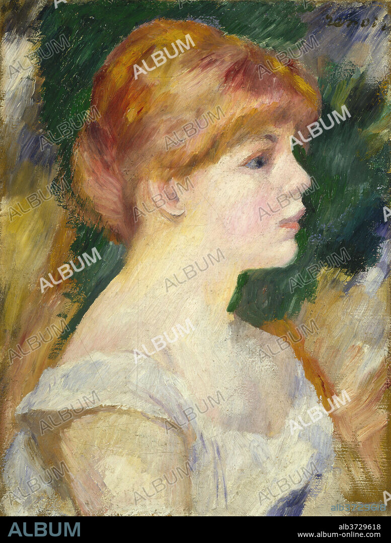 AUGUSTE RENOIR. Suzanne Valadon. Dated: c. 1885. Dimensions: overall: 41.3 x 31.8 cm (16 1/4 x 12 1/2 in.)  framed: 64.1 x 53.3 x 6 cm (25 1/4 x 21 x 2 3/8 in.). Medium: oil on canvas.