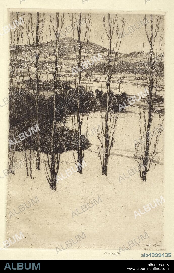 The Mountain, Charles Adams Platt (American, 1861-1933), 1920, ink on paper, 10-5/16 x 7-1/8 in. (image) 13-3/4 x 10-1/4 in. (sheet), signed on plate, L.R.: C. A. Platt, 1920, signed in pencil, below image, L.R.: C.A. Platt.