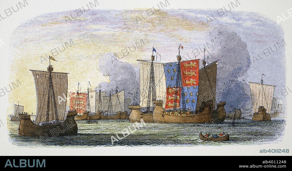 Battle of Sluys, 1340. Declaring war on Philip VI of France, Edward III of England (1312-1377) began what would become the Hundred Years War with a naval victory at the Battle of Sluys. The battle saw the destruction of the French fleet, eliminating the threat of a French invasion of England and ensuring that the war would be fought on French soil.