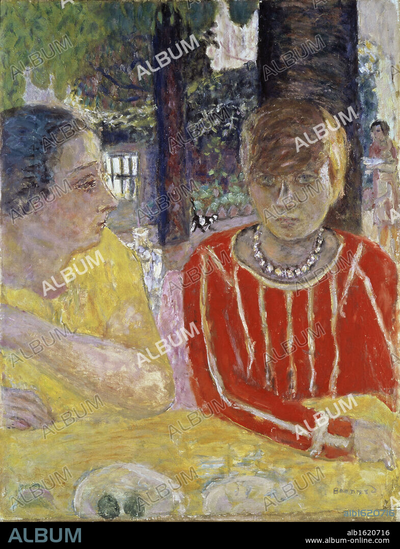 Reina Nathanson and Martha Bonnard in a Red Blouse by Pierre Bonnard, 1867-1947, France, Paris, Centre Georges Pompidou, Musee National d'Art Moderne.
