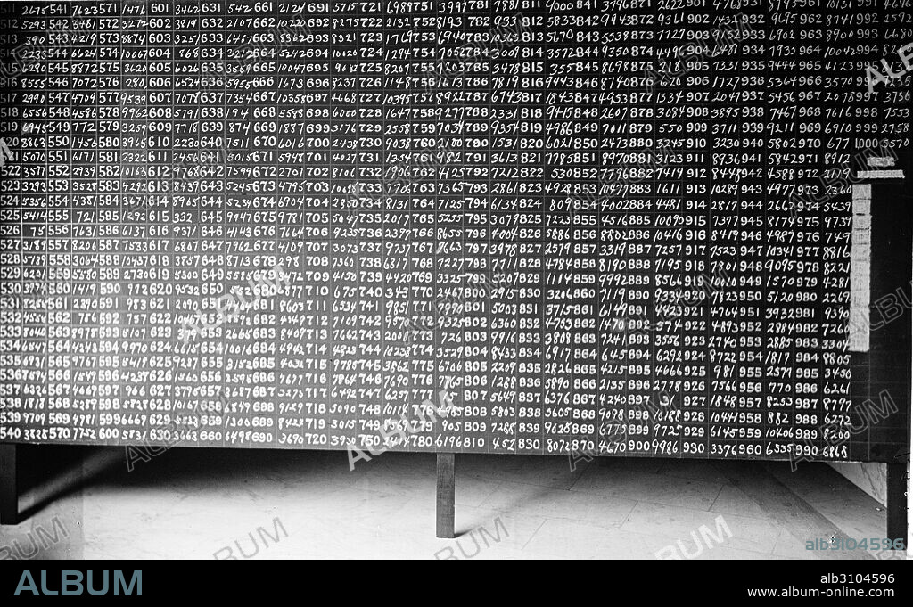 Copy of a World War One draft lottery board, USA. Three registrations occurred between 1917 and 1918. The 1st was held 5 Jun 1917 for men ages 21-31. Dated 1917.