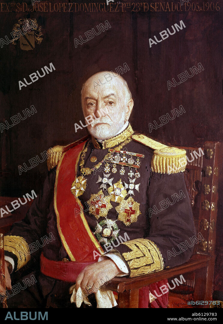 JOSE MORENO CARBONERO (1860-1942). José Lopez Dominguez (1829-1911). Soldier and politician from the Liberal Union. Madrid, Senate.