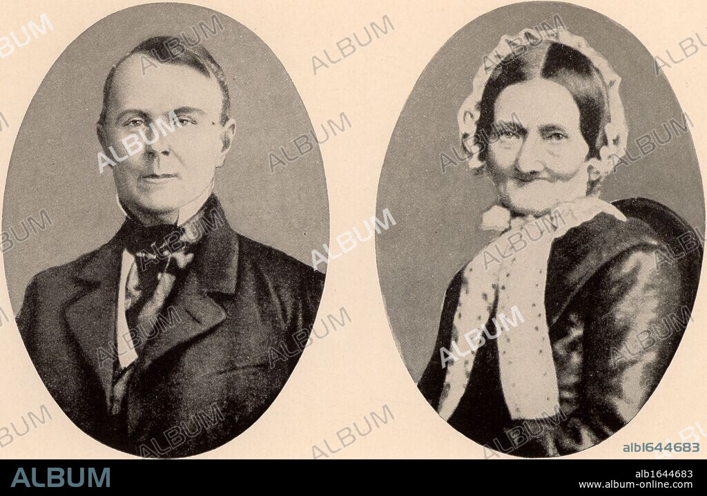 Johann Jakob Brahms and his wife, parents of the German composer Johannes Brahms (1833-1897). From photographs. Music. (Photo by: Universal History Archive/UIG via Getty Images).