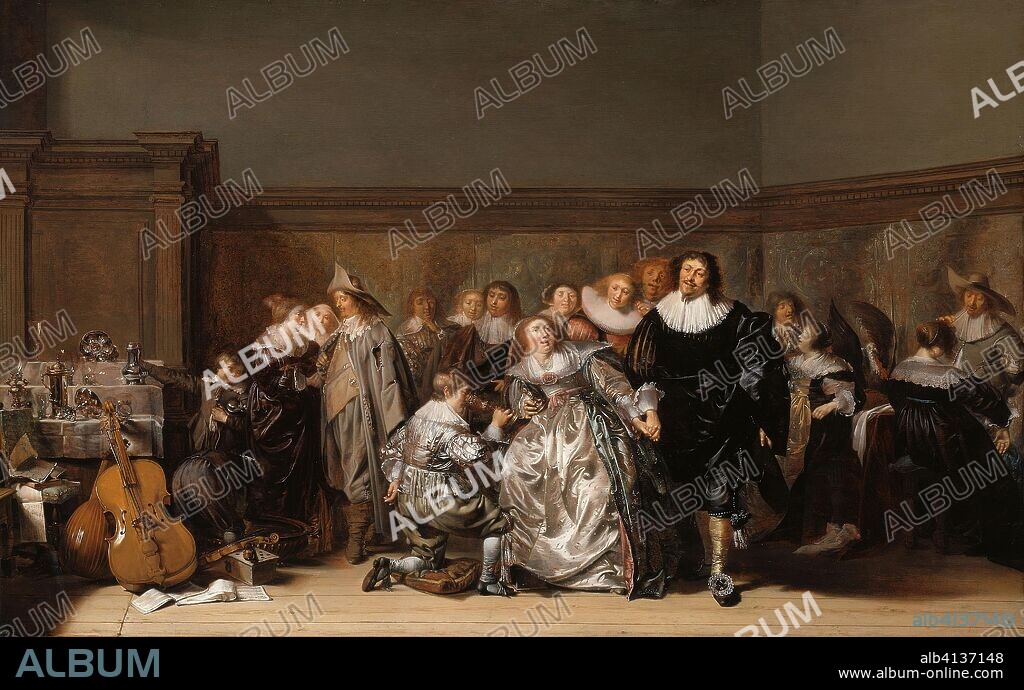 An Elegant Company. Pieter Codde; Dutch, 1599-1678. Date: 1632. Dimensions: 58.8 × 92.7 cm (23 1/8 × 36 1/2 in.). Oil on panel. Origin: Holland.