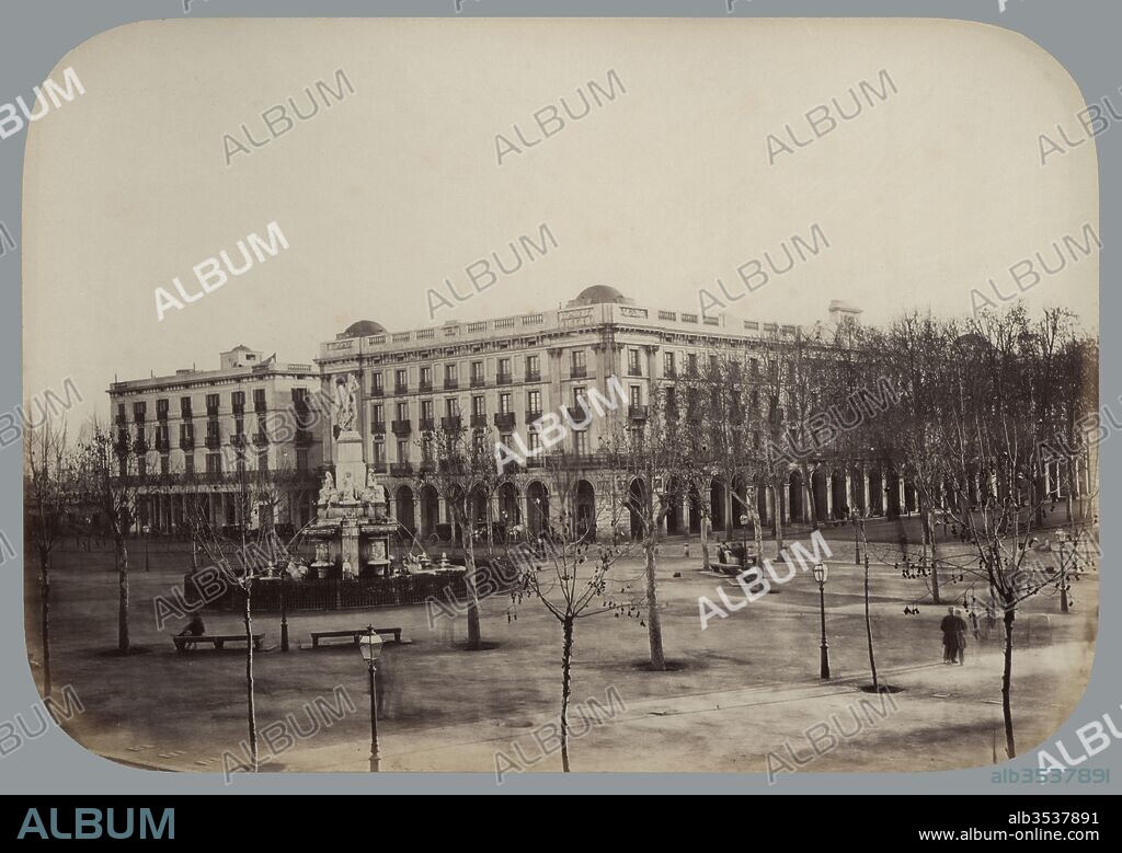 Colección Bellezas de Barcelona. Casa Xifré, edificio porticado construído en el paseo de Isabel II, frente a la Lonja de Barcelona, junto a la plaza del Palacio. Fotografía a la albúmina. Año 1874.