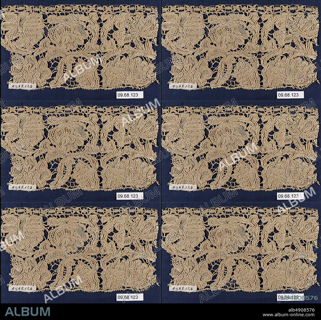 Needlepoint, possibly Italian, 17th century, possibly Italian, Needle lace, L. 7 x W. 3 3/4 inches (17.8 x 9.5 cm), L. 3 x W. 2 1/4 inches (7.6 x 5.7 cm), L. 3 x W. 2 inches (7.6 x 5.1 cm), Textiles-Laces.