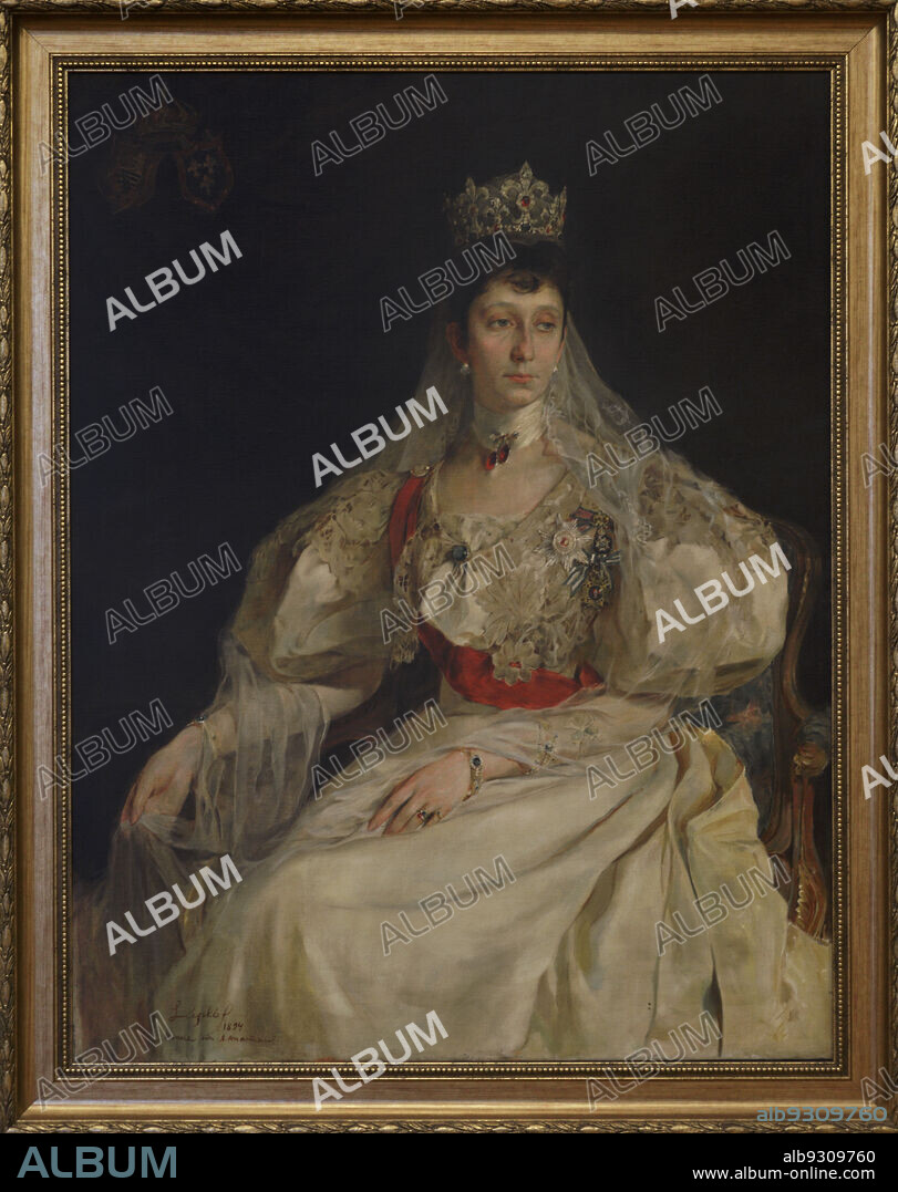YANKO ANASTASOV (1892-1958).. María Luisa de Borbón-Parma (1870-1899). Princesa consorte de Bulgaria, esposa de Fernando I de Bulgaria. Casa de Borbón-Parma. Casa de Sajonia-Coburgo-Gotha-Kohary. Retrato de la Princesa María Luisa por Yanko Anastasov (1892-1958), 1894. Copia a partir del original de Philip de Laszlo (1869-1937). Parte de la Colección del Zar Fernando I. Galería Nacional de Arte. Sofía. Bulgaria.