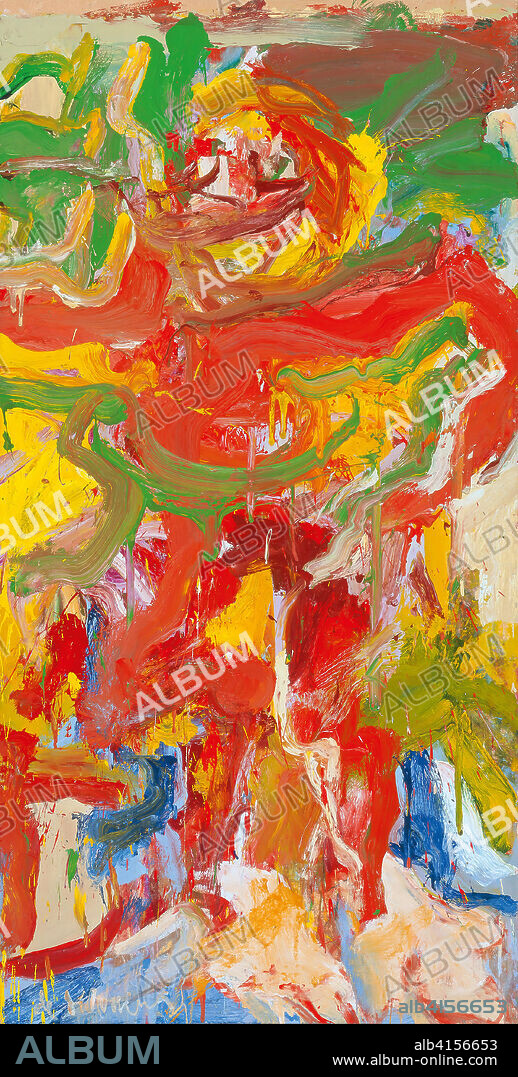 Willem de Kooning (Rotterdam, 1904-Nueva York, 1997). Hombre rojo con bigote (1971). Óleo sobre papel adherido a lienzo. 186 x 91,5 cm.
