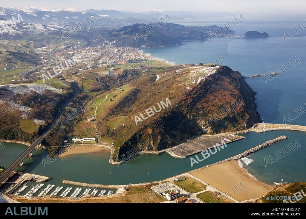Mouth of river Oria, Orio, Zarautz and Getaria in background. Guipuzcoa, Basque Country, Spain.
