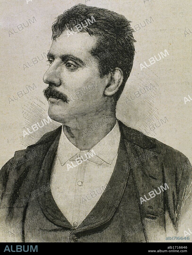 PUCCINI, Giacomo (Lucca,1858-Bruselas,1924). Compositor italiano. Se dedicó a escribir música teatral y se instaló en Milán. Fue el compositor de óperas italianas más notable después de Verdi y un gran representante del verismo italiano. Grabado.