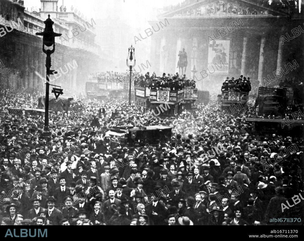 Armistice day was greerted in London by joyful crowds. "All bounds were broken. The tumult grew. It grew like a gale, but from all sides simultaneously. The street was now a seething mass of humanity. Flags appeared as if by magic . it was clear that no more work would be done that day. " This was the scene outside the Manison House 1918.