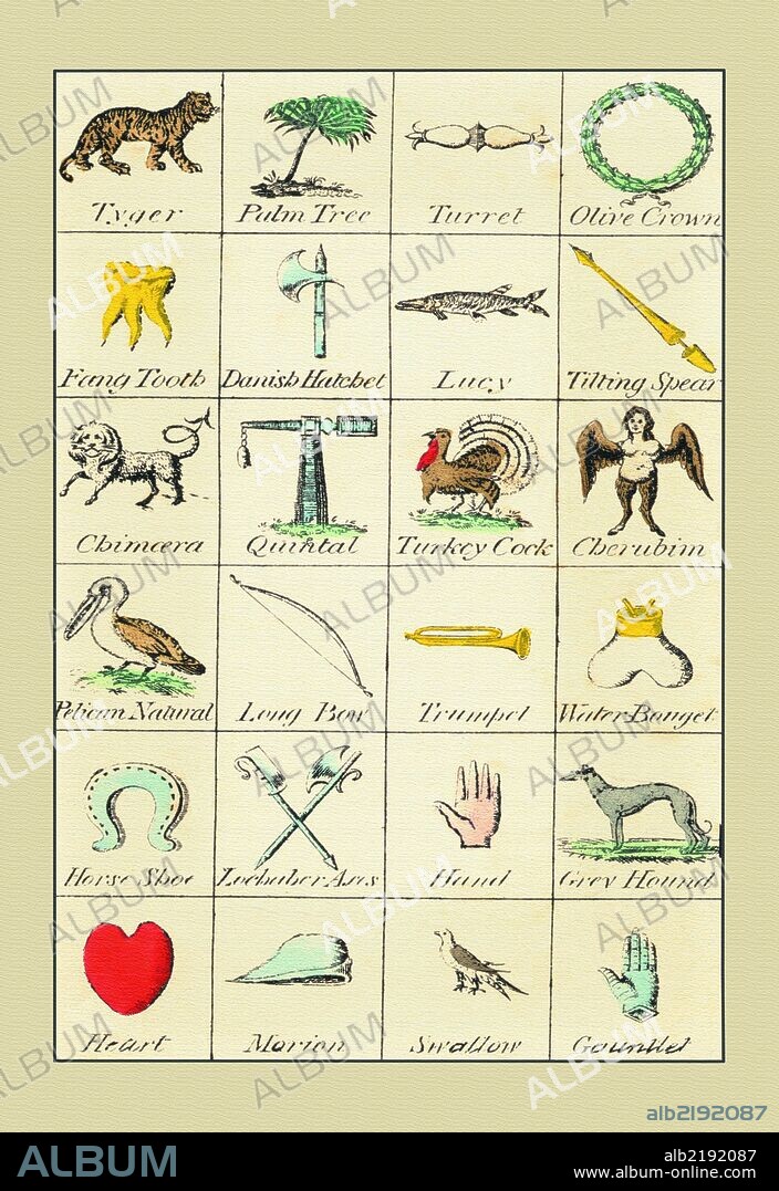Heraldic Symbols-Tyger, Palm Tree, et al. 1859.