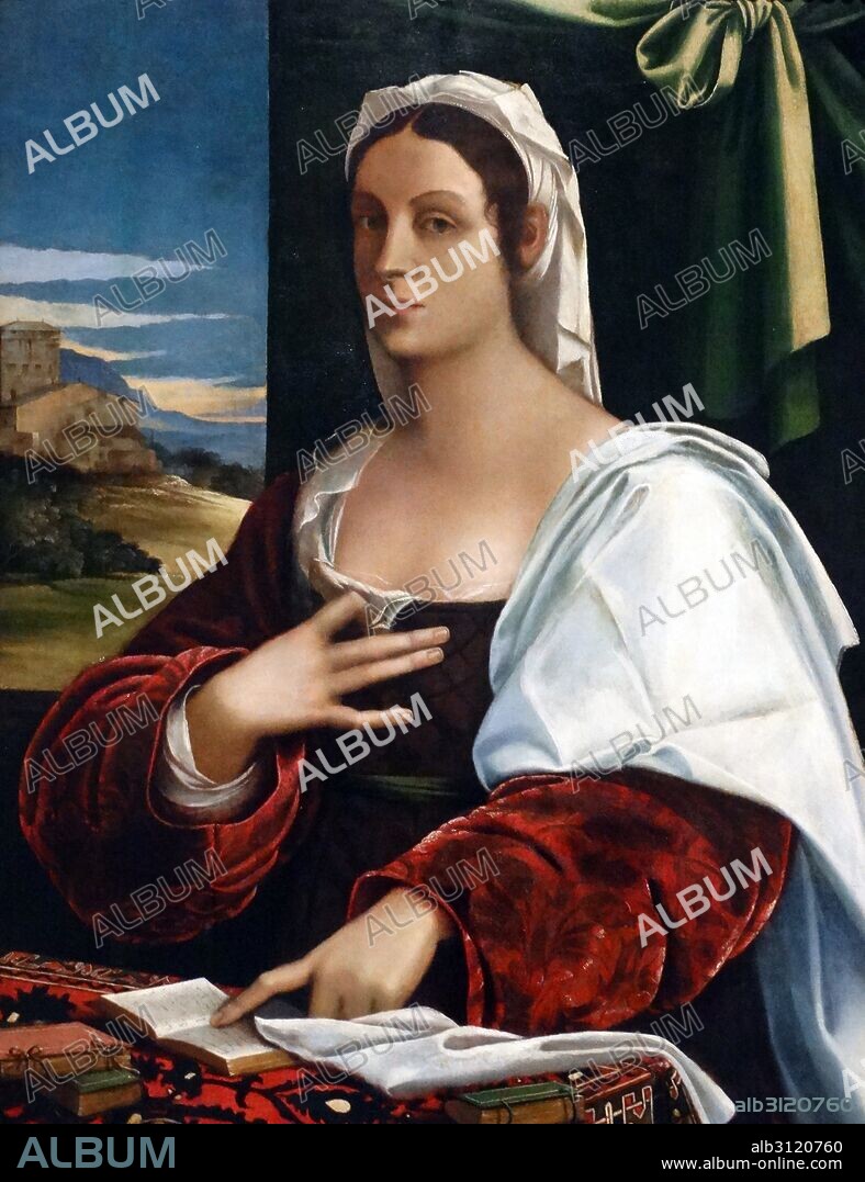 Portrait of Vittoria Colonna, marchioness of Pescara, was an Italian noblewoman and poet. By Sebastiano del Piombo (1485-1547) Italian painter of the High Renaissance and early Mannerist periods famous for his combination of the colours of the Venetian school and the monumental forms of the Roman school. Dated 16th Century.