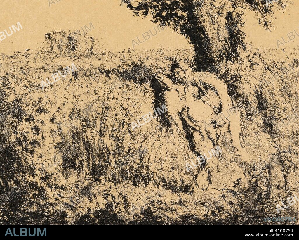 KER-XAVIER ROUSSEL. Satyr Abducting a Nymph in Summer Light (Satyre enlevant une nymphe dans une lumière d'été). Dimensions: 25 cm x 32.4 cm, 15.5 cm x 20.7 cm.