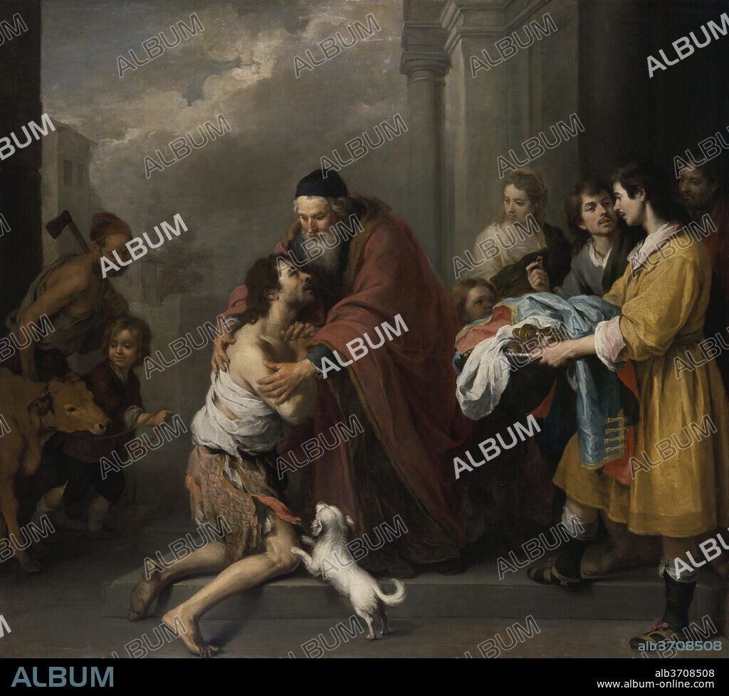 BARTOLOME ESTEBAN MURILLO. The Return of the Prodigal Son. Dated: 1667/1670. Dimensions: overall: 236.3 x 261 cm (93 1/16 x 102 3/4 in.)  framed: 262.9 x 286.4 x 8.6 cm (103 1/2 x 112 3/4 x 3 3/8 in.). Medium: oil on canvas.