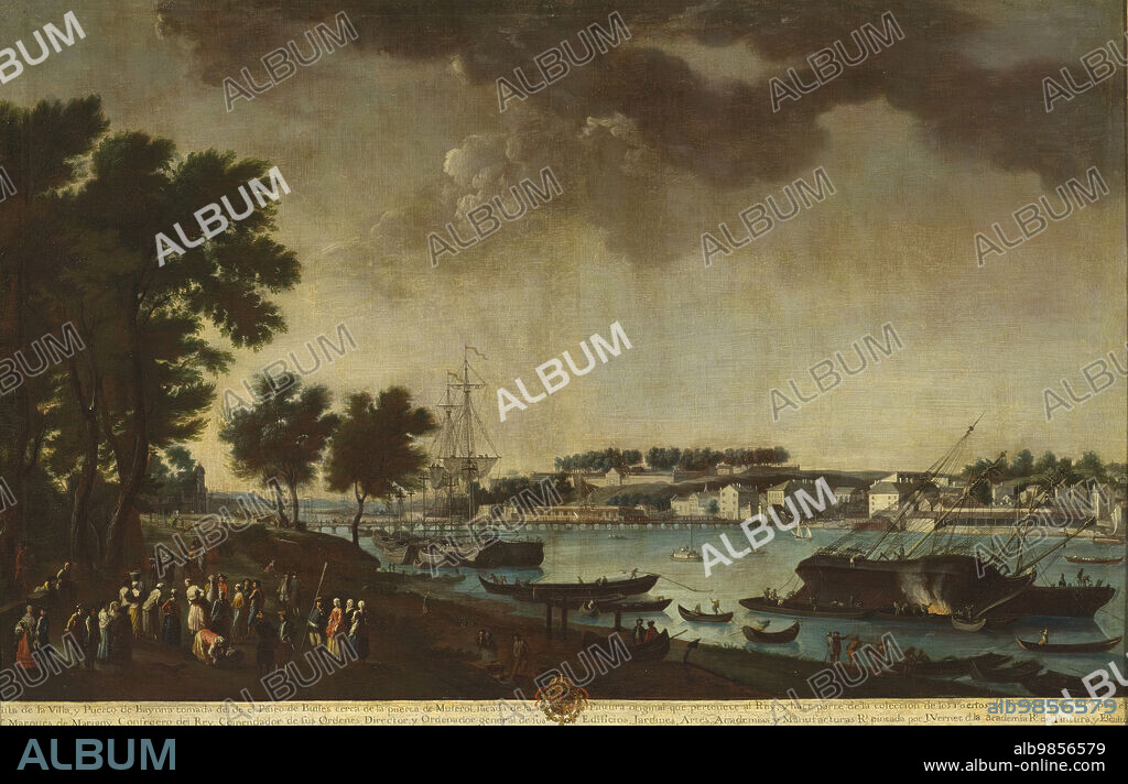 JUAN PATRICIO MORLETE RUIZ. View of the Town and Port of Bayonne from the Pathways of Boufflers (La villa y puerto de Bayona tomada desde el paseo de Boufflers) (image 2 of 2), 1771.