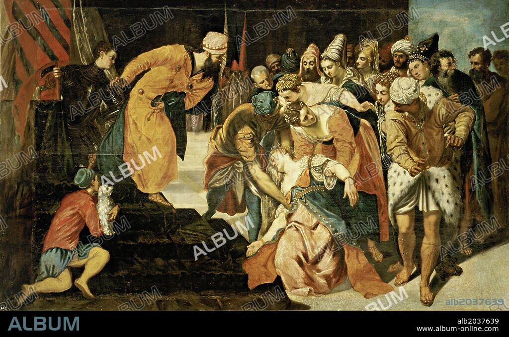 Tintoretto / 'Ester ante el rey Asuero', 1548, Óleo sobre lienzo, 212 x 343 cm.