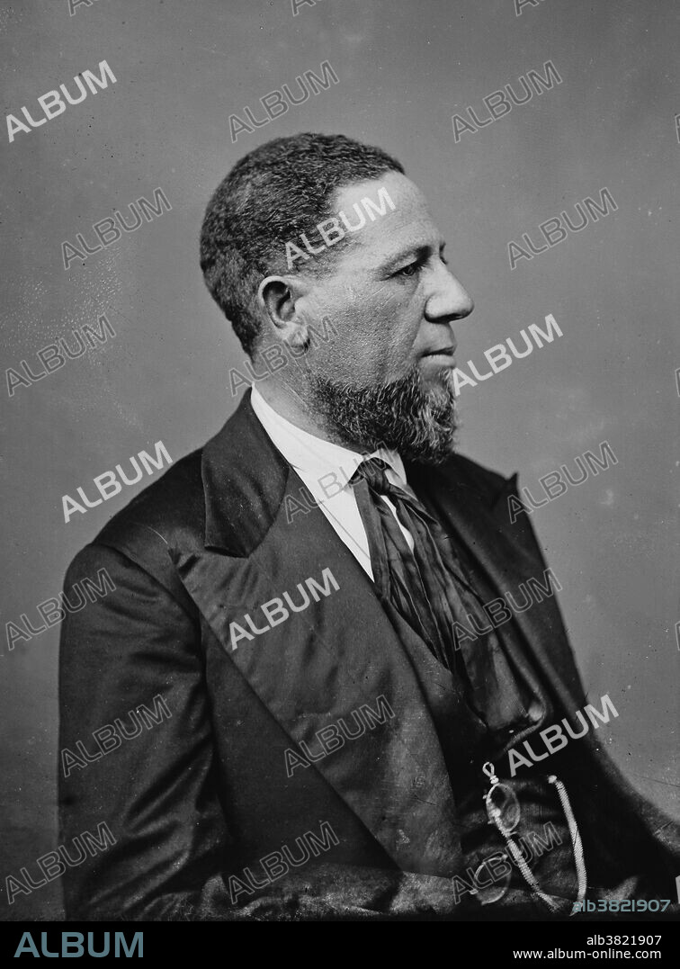 Entitled: "Hiram R. Revels of Mississippi" African-American legislator. Hiram Rhodes Revels (September 27, 1827 - January 16, 1901) was the first non-white to serve in the United States Senate. He was ordained a minister in 1845 and helped raise two black Union regiments during the Civil War, and took part at the battle of Vicksburg in Mississippi. During Reconstruction, he was elected alderman in Natchez in 1868, and he was elected to represent Adams County in the Mississippi State Senate in 1869. At the time, the state legislature elected US senators. Revels was elected by a vote of 81 to 15 in the Mississippi State Senate to finish the term of one of the state's two seats in the US Senate left vacant since the Civil War. Revels spoke for compromise and moderation. A vigorous advocate of racial equality, Revels tried to reassure Senators about the capability of blacks. His term lasted one year, February 1870 to March 3, 1871. He was then appointed the first president of Alcorn Agricultural and Mechanical College (now Alcorn State University) in Mississippi, where he also taught philosophy. Revels remained active in his ministry and died while attending a church conference in 1901, at the age of 73. Part of the Handy Brady Collection, circa 1860-75.