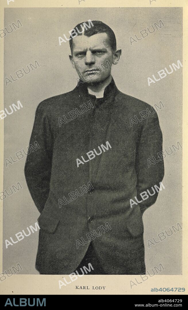Carl Hans Lody, alias Charles A. Inglis, (January 20, 1877 â€“ November 6, 1914 was executed as a German spy by Great Britain at the Tower of London soon after the outbreak of World War I. Karl Lody was the first person in approximately 150 years to be executed at The Tower of London. He was the first of the convicted World War One spies to shot in the rifle range at The Tower. When the Assistant Provost-Marshal fetched Lody from his cell, Lody said "I suppose that you will not care to shake hands with a German spy?" The Assistant Provost-Marshal replied "No. But I will shake hands with a brave man". Steinhauer, the Kaiser's Master Spy. The story as told by himself. Edited by S. T. Felstead, etc. [With plates, including portraits.]. London : John Lane, 1930. Source: 010705.i.35 plate opposite page 42.