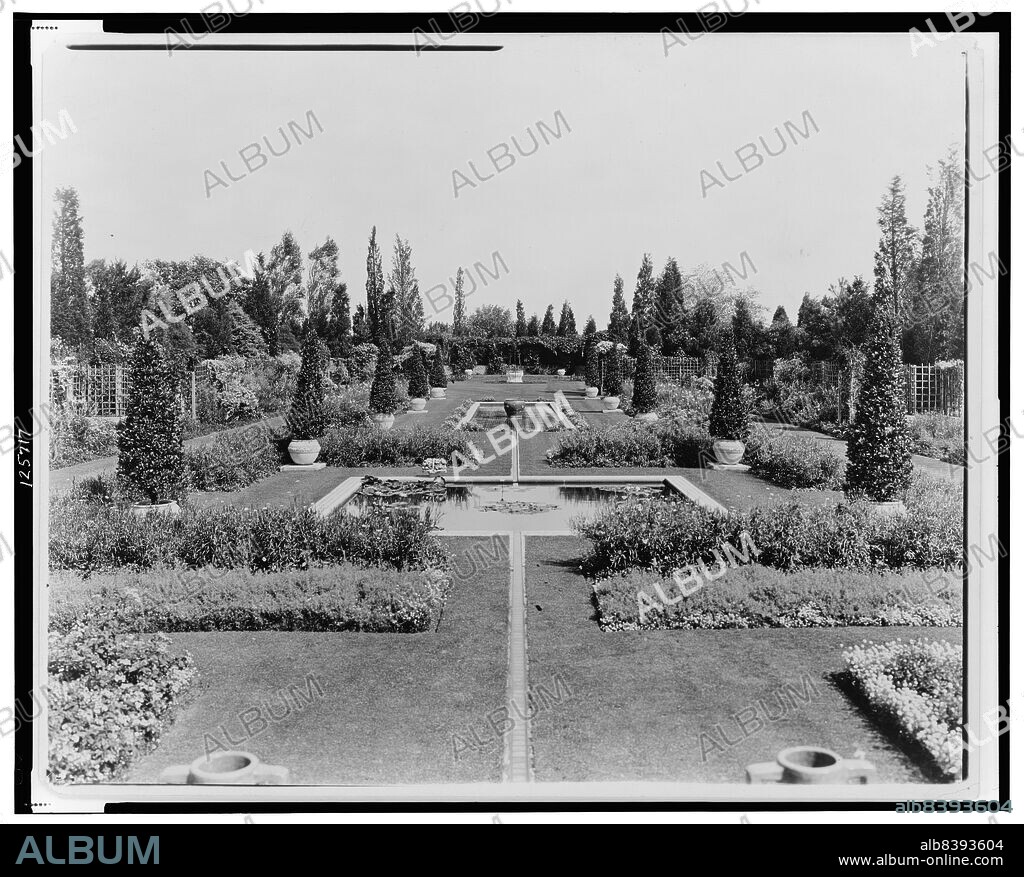FRANCES BENJAMIN JOHNSTON. Beacon Hill House, Arthur Curtiss James house, Beacon Hill Road, Newport, Rhode Island., 1917. House designed in 1910 by John Mead Howells and Isaac Newton Phelps Stokes for railroad magnate Arthur Curtiss James. The grounds were landscaped with Italianate gardens.