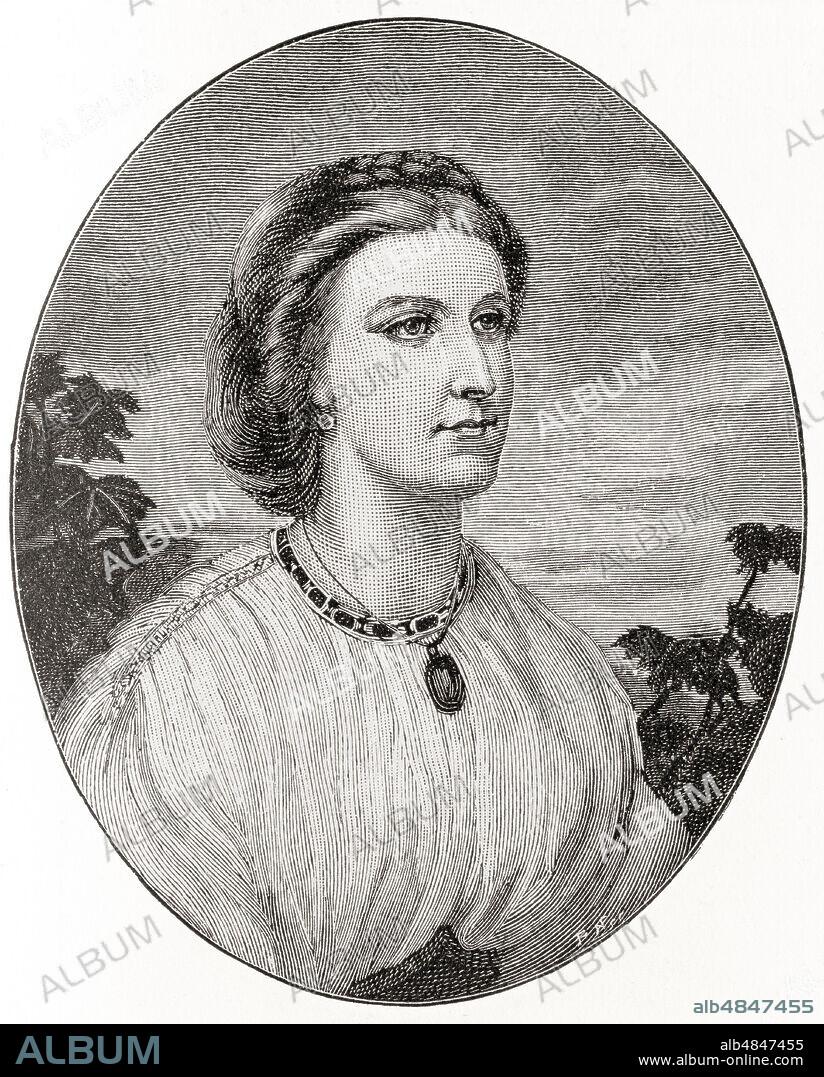 Isabel, Lady Burton, 1831 â€“  1896, nÃ©e Isabel Arundell.  Writer and the wife and partner of explorer, adventurer, and writer Sir Richard Francis Burton.  Seen here aged 21.  From The Strand Magazine, published January to June 1894.