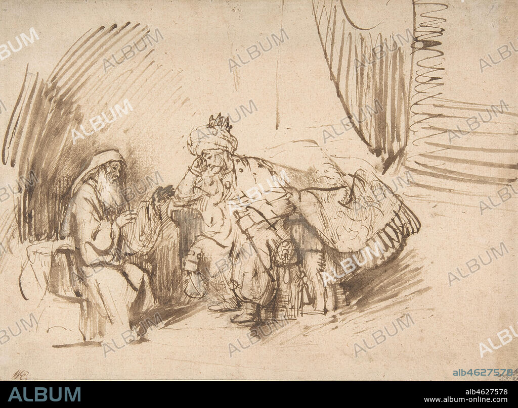 REMBRANDT. Nathan Admonishing David, 1650-55.
