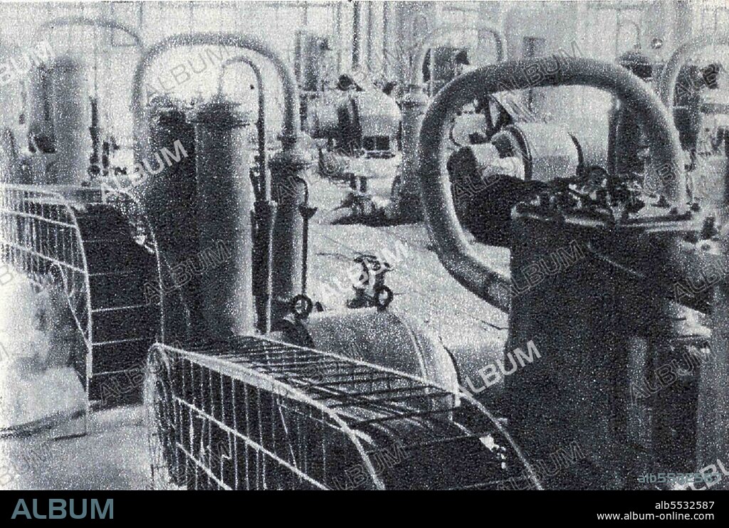 Vinylon Complex was built in Hamhung, North Korea, 1961. Vinylon, also known as Vinalon, is a synthetic fibre produced from polyvinyl alcohol, using anthracite and limestone as raw materials. Vinylon was first developed in Japan in 1939 by Ri Sung Gi, Ichiro Sakurada, and H. Kawakami. Trial production began in 1954 and in 1961 the massive February 8 Vinylon Complex was built in Hamhung, North Korea.