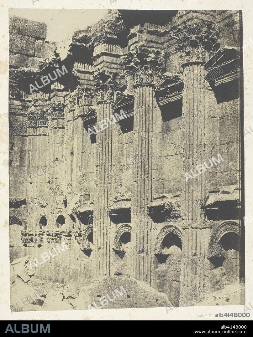 Temple De Jupiter à Baalbeck (Héliopolis, Intérieur Du Naos; Syrie. Maxime Du Camp (French, 1822-1894); printed by the Imprimerie Photographique de Blanquart-Evrard (French, founded 1851). Date: 1849-1851. Dimensions: 21.2 × 16.8 cm (image/paper); 43 × 30 cm (album page). Salted paper print, plate 125 from the album "Egypte, Nubie, Palestine et Syrie" (1852). Origin: France.