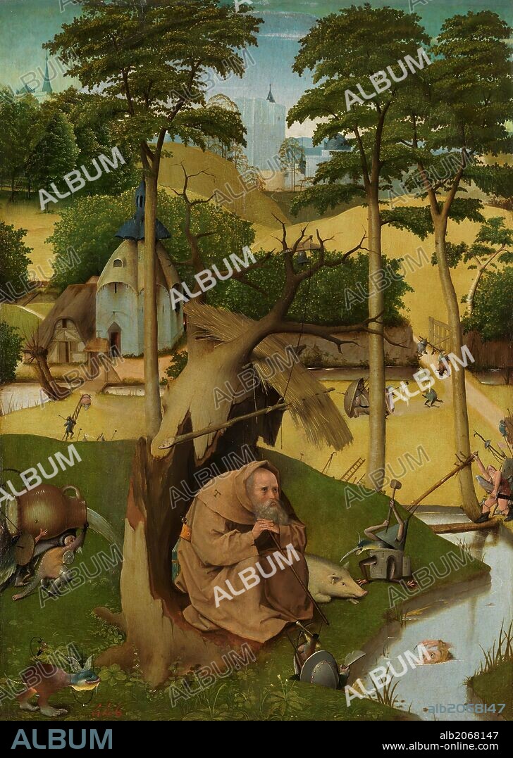 HIERONYMUS BOSCH. El Bosco / 'The Temptation of Saint Anthony', ca.  1490, Flemish School, Oil on panel, 73 cm x 52,5 cm, P02049.