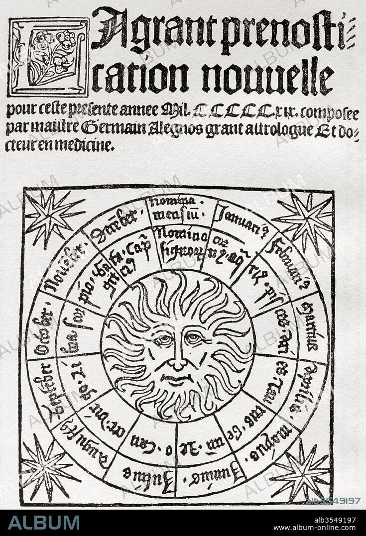Astrology in the Middle Ages, frontispiece to a 16th century astrological manual. From Everybody's Book of Fate and Fortune, published 1935.