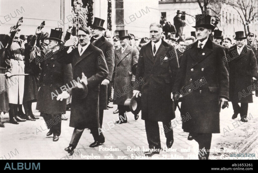 Franz von Papen zu Koningen (1879-1969) German aristocrat, politician and Roman Catholic monarchist. Served as Chancellor of Germany in 1932 and as Vice-Chancellor in 1933-1934. Here with Adolf Hitler in March 1933.