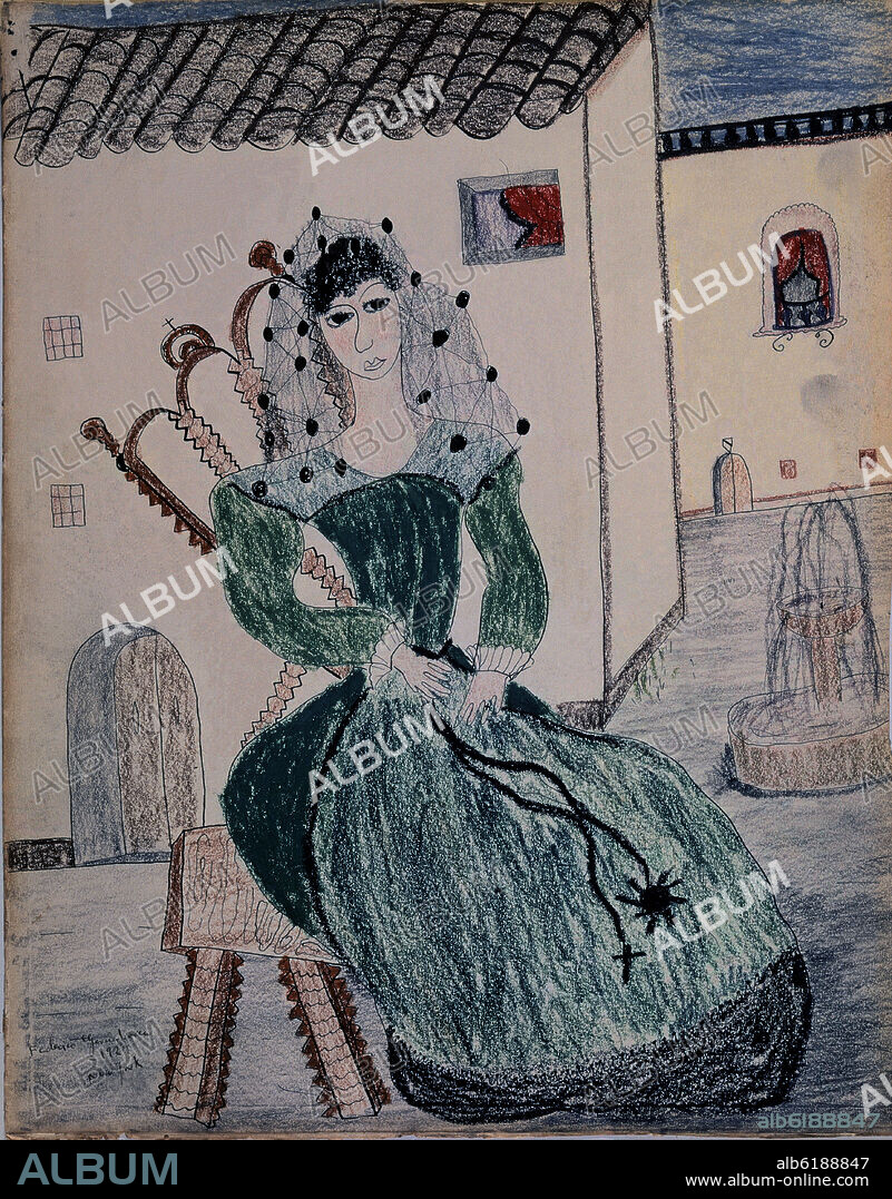 FEDERICO GARCÍA LORCA. (RETRATO FEMENINO) - DIBUJO REALIZADO EN 1929.