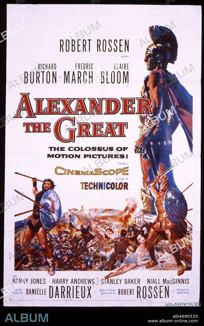 'Alexandre le Grand' Affiche du film anglais 'Alexander the Great' realise en 1956 par Robert ROSSEN (1908-1966) avec Richard BURTON (1925-1984), Dannielle DARRIEUX (NEE 1917). Credit: Coll. Perron/KHARBINE-TAPABOR.
