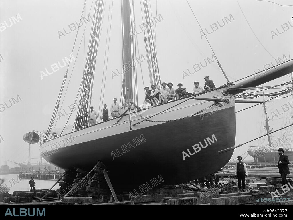 JOHN S JOHNSTON. Mayflower, 1886. Victorious US defender of the sixth America's Cup in 1886 against Scottish challenger Galatea. Designed by Ned Burgess, built entirely of wood by George Lawley & Son, and launched in 1886 for owner General Charles J. Paine.