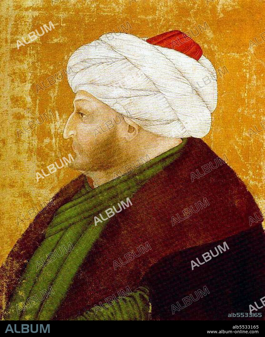 Anonymous painting from the Sarayi Album or 'Conqueror's Album'. This minature by an unknown painter is one of the two portraits that give their name to the 'Conqueror's Album'. Mehmed II or Sultan Mehmed the Conqueror (30 March 1432 – 3 May 1481) (Ottoman Turkish: ???? ????, Me?med-i s?ani; Turkish: II. Mehmet; also known as el-Fati?, ??????, 'the Conqueror' in Ottoman Turkish; in modern Turkish, Fatih Sultan Mehmet; also called Mahomet II in early modern Europe) was Sultan of the Ottoman Empire twice, first for a short time from 1444 to September 1446, and later from February 1451 to 1481. At the age of 21, he conquered Constantinople and brought an end to the Byzantine Empire, transforming the Ottoman state into an empire. Mehmed continued his conquests in Asia, with the Anatolian reunification, and in Europe, as far as Bosnia and Croatia. Mehmed II is regarded as a national hero in Turkey, and among other things, Istanbul's Fatih Sultan Mehmet Bridge, Fatih University and Fatih College are all named after him.