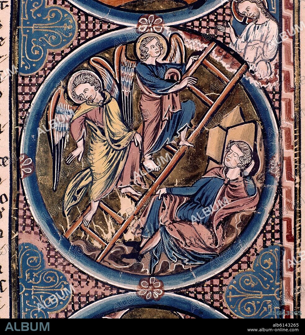 AUTOR LIBRE 01307. BIBLIA DE SAN LUIS DE FRANCIA - 1226/34 - EL SUEÑO DE JACOB - SIGLO XIII - MINIATURA GOTICA.