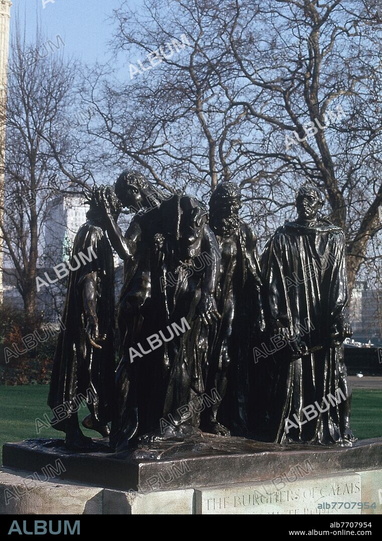 AUGUSTE RODIN (1840-1917). ESCULTURA DE LOS BURGUESES DE CALAIS-1895-JARDINES DEL VICTORIA TOWER-EXTERIOR- - FOTO OCT 88.