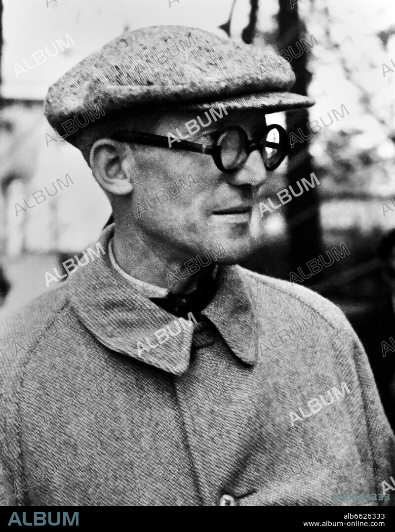 ARCHITECT: LE CORBUSIER. Architect Le Corbusier in 1937. Portrait by photographer Fred Stein (1909-1967) who emigrated 1933 from Nazi Germany to France and finally to the USA. 1937