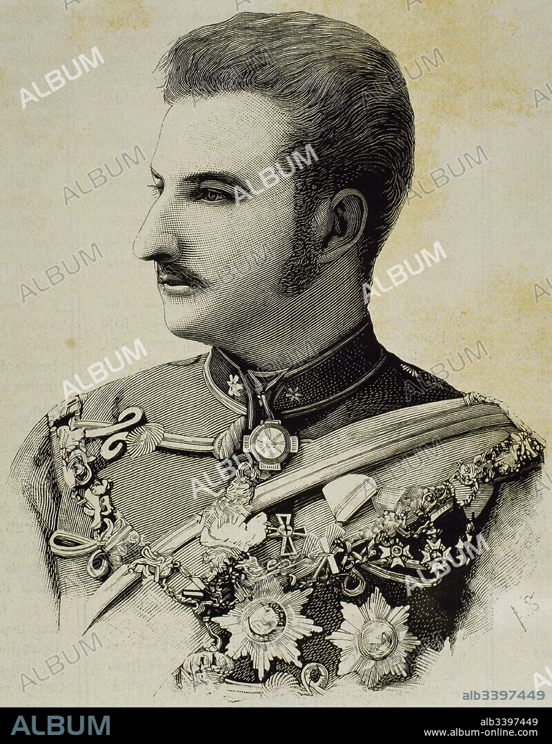 Fernando I de Bulgaria (Viena, 1861-Coburgo, 1948). Príncipe de Sajonia-Coburgo-Gotha. Elegido príncipe de Bulgaria en 1887. Aprovechó la crisis balcánica para proclamarse independiente del sultán y tomó el título de zar de los búlgaros (1908-1918). En 1915 abdicó en favor de su hijo Boris tras la derrota del país en la Primera Guerra Mundial en 1918. Grabado.