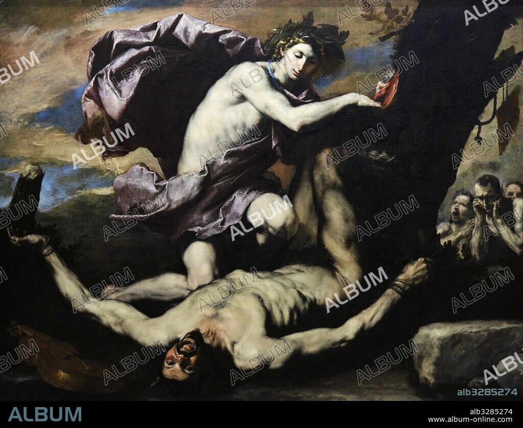 José de Ribera (1591-1652). Pintor barroco español, conocido en Italia como Giuseppe Ribera, "Lo Spagnoletto". "Apolo y Marsias", 1637. Museo de Capodimonte, Nápoles. Italia.