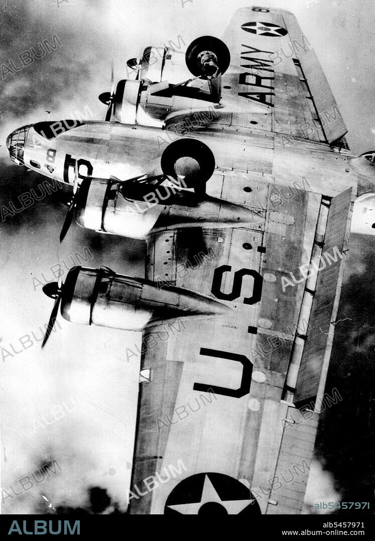 The Flying Fortress -- Unusual angle picture of America's "Flying Fortress," one of the world's most powerful long-rage bombers. The wings of these planes may soon spread over Europe. April 4, 1938.