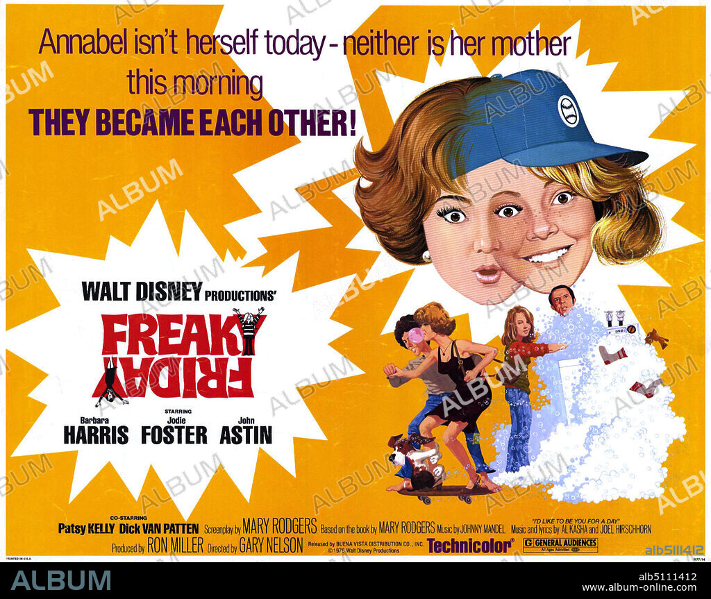 Poster de VIERNES LOCO, 1976 (FREAKY FRIDAY), dirigida por GARY NELSON. Copyright WALT DISNEY PRODUCTIONS.