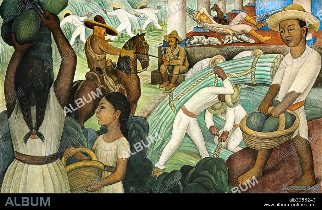 Diego Rivera / 'Caña de azúcar', 1931, Fresco sobre cemento, 145,1 x 239,1 cm.