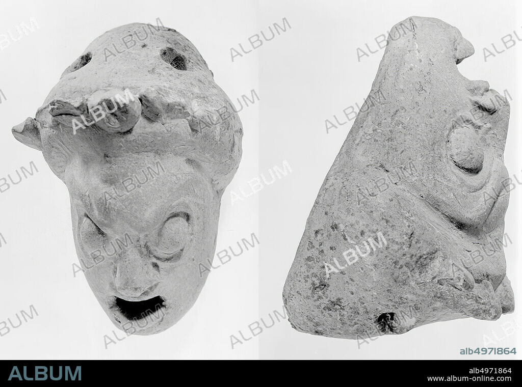 mask, tragedy mask, earthenware, terracotta, 6.7 cm, hellenistic -300.
